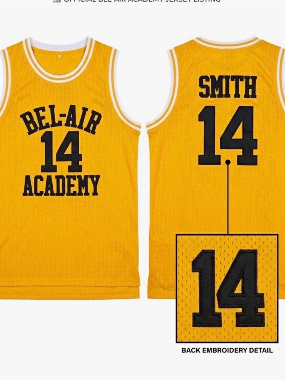 Bel-Air Academy Yellow Basketball Jersey with Black Number 14 - Unbranded